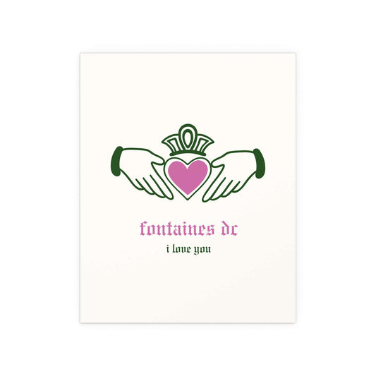 Fontaines DC - I Love You - Irish Claddagh (Off-white + Green + Pink) Glow On Prints