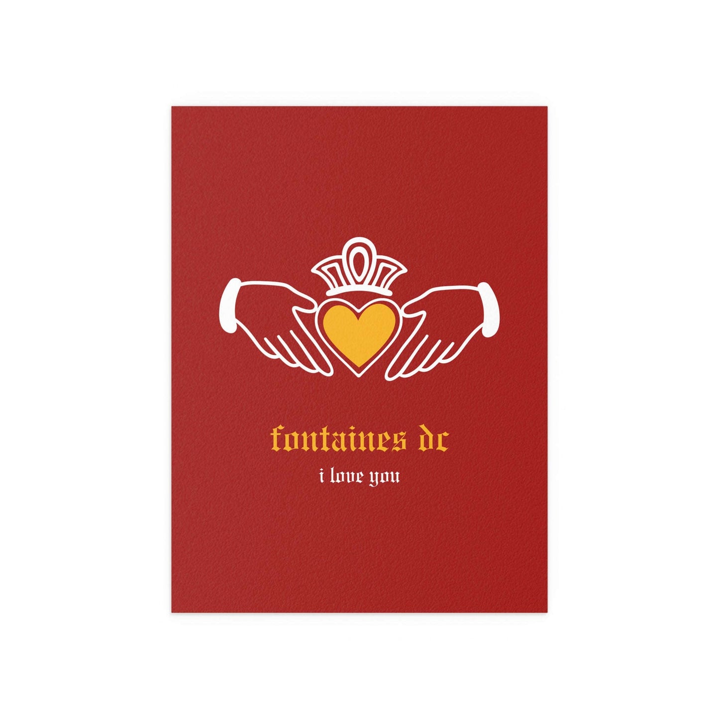 Fontaines DC - I Love You - Irish Claddagh (Red + Yellow) Glow On Prints