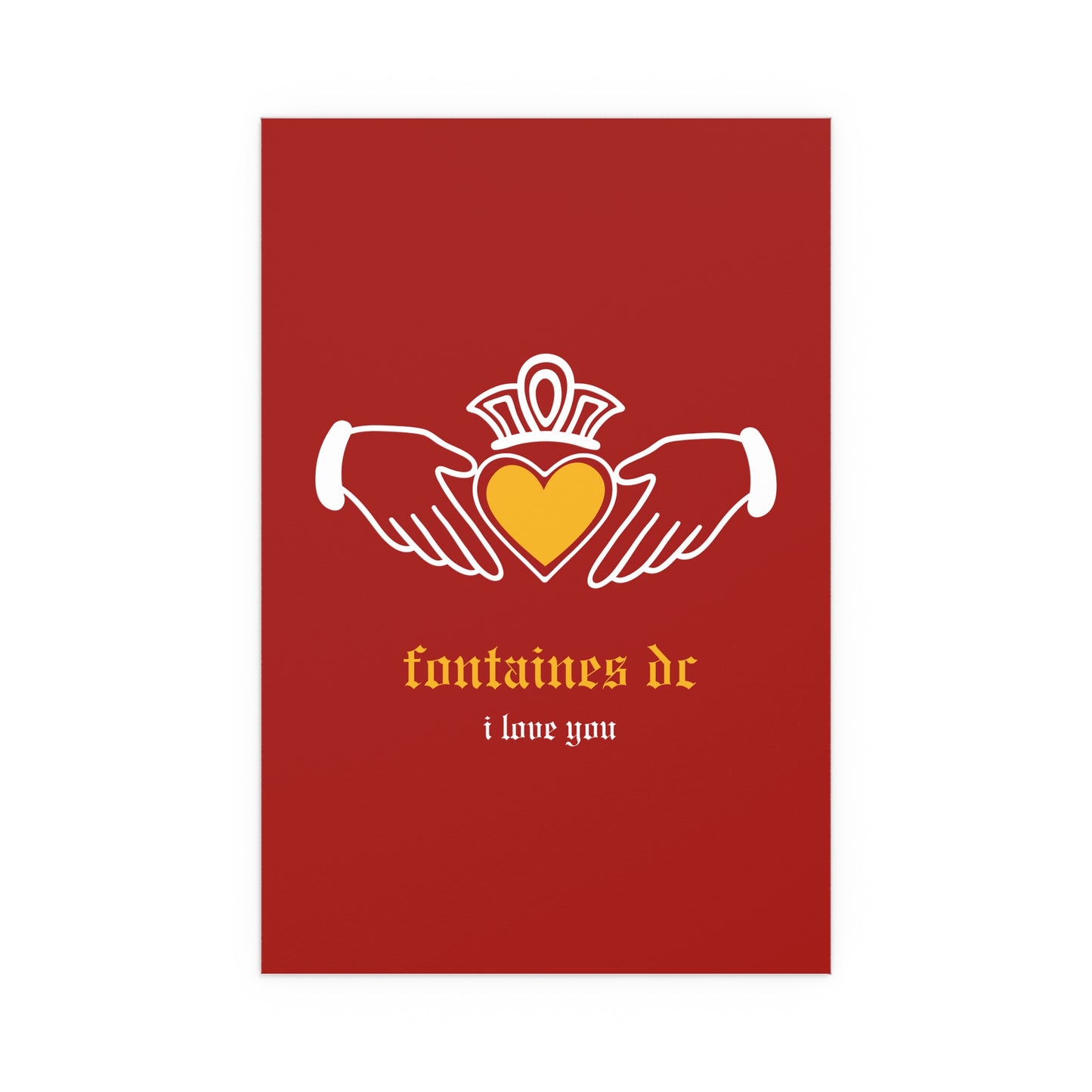 Fontaines DC - I Love You - Irish Claddagh (Red + Yellow)