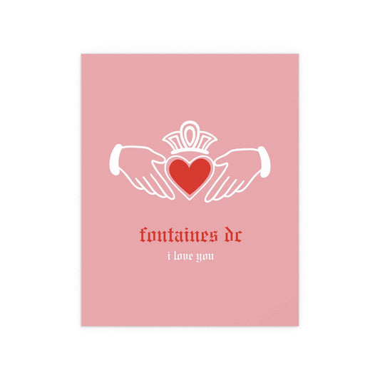 Fontaines DC - I Love You - Irish Claddagh (Pink + Red) Glow On Prints