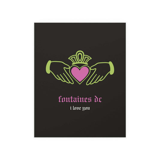 Fontaines DC - I Love You - Irish Claddagh (Black + Green + Pink) Glow On Prints
