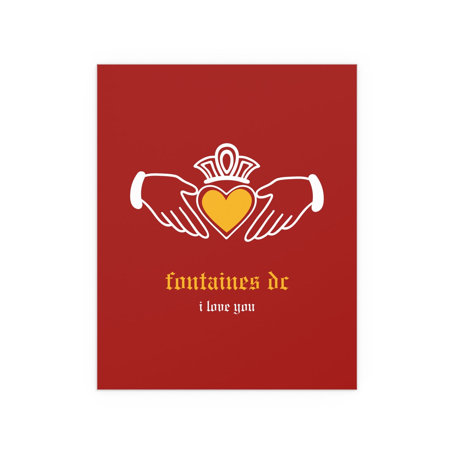 Fontaines DC - I Love You - Irish Claddagh (Red + Yellow)