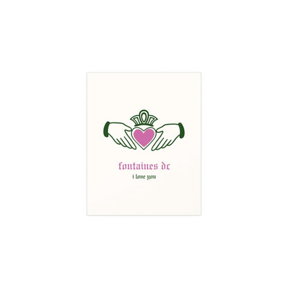 Fontaines DC - I Love You - Irish Claddagh (Off-white + Green + Pink) Glow On Prints
