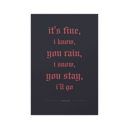 Fontaines DC - Motorcycle Boy poster in red & faded black colourway - Romance inspired indie rock music wall art