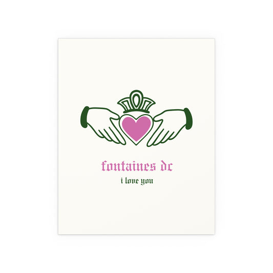 Fontaines DC - I Love You - Irish Claddagh (Off-white + Green + Pink)