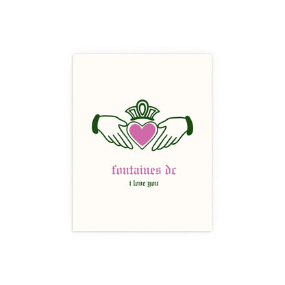 Fontaines DC - I Love You - Irish Claddagh (Off-white + Green + Pink) Glow On Prints