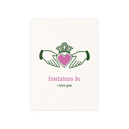 Fontaines DC - I Love You - Irish Claddagh (Off-white + Green + Pink) Glow On Prints