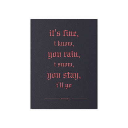 Fontaines DC - Motorcycle Boy poster in red & faded black colourway - Romance inspired indie rock music wall art