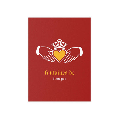 Fontaines DC - I Love You - Irish Claddagh (Red + Yellow) Glow On Prints