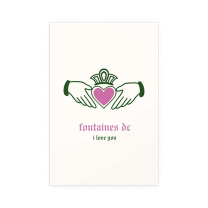 Fontaines DC - I Love You - Irish Claddagh (Off-white + Green + Pink) Glow On Prints