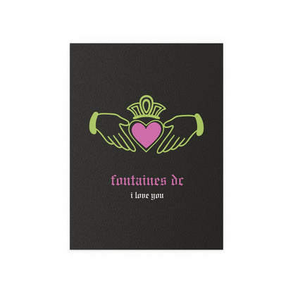 Fontaines DC - I Love You - Irish Claddagh (Black + Green + Pink)