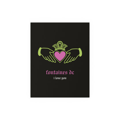 Fontaines DC - I Love You - Irish Claddagh (Black + Green + Pink)