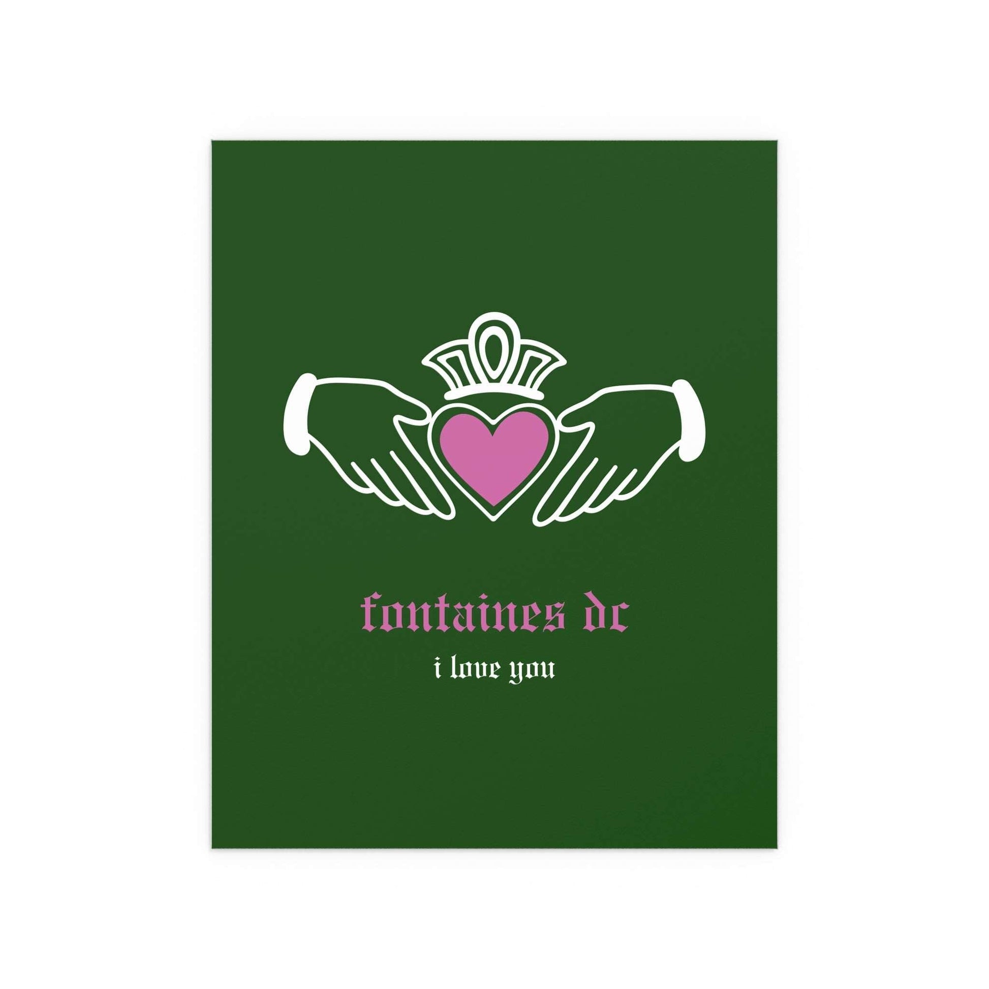 Fontaines DC - I Love You - Irish Claddagh (Green) Glow On Prints