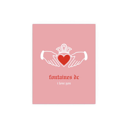 Fontaines DC - I Love You - Irish Claddagh (Pink + Red) Glow On Prints