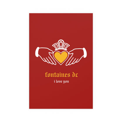 Fontaines DC - I Love You - Irish Claddagh (Red + Yellow) Glow On Prints