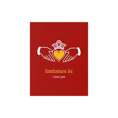 Fontaines DC - I Love You - Irish Claddagh (Red + Yellow) Glow On Prints