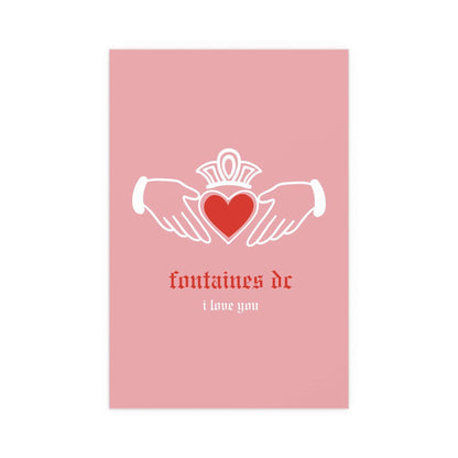 Fontaines DC - I Love You - Irish Claddagh (Pink + Red) Glow On Prints