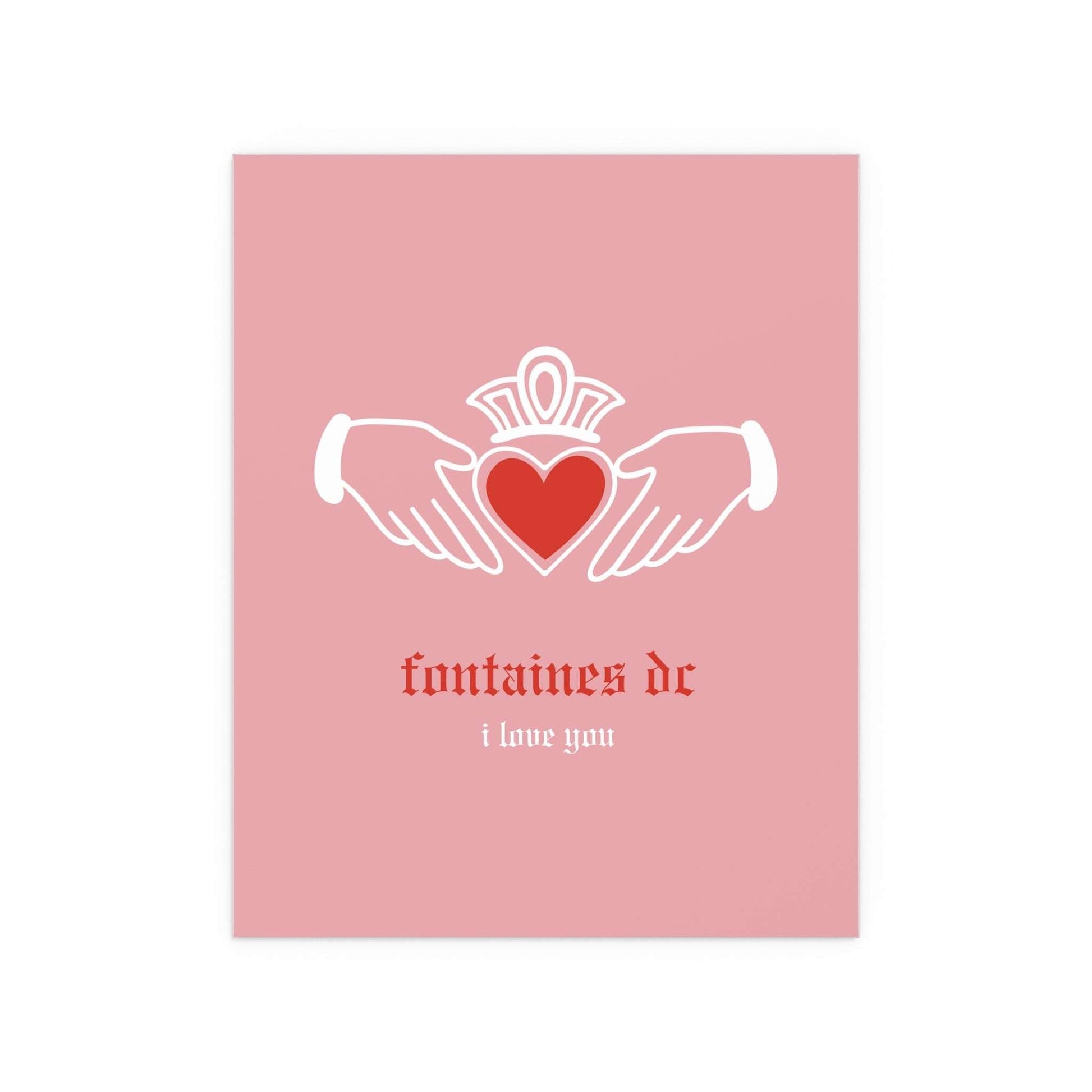 Fontaines DC - I Love You - Irish Claddagh (Pink + Red) Glow On Prints