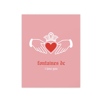 Fontaines DC - I Love You - Irish Claddagh (Pink + Red) Glow On Prints