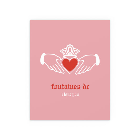 Fontaines DC - I Love You - Irish Claddagh (Pink + Red)