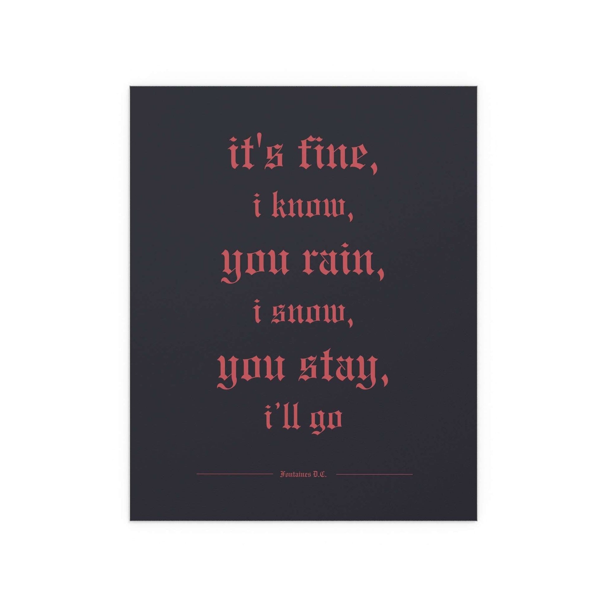 Fontaines DC - Motorcycle Boy poster in red & faded black colourway - Romance inspired indie rock music wall art