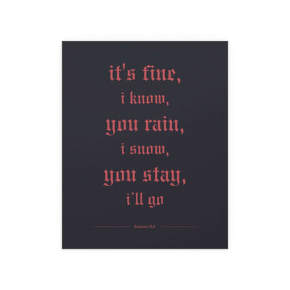 Fontaines DC - Motorcycle Boy poster in red & faded black colourway - Romance inspired indie rock music wall art