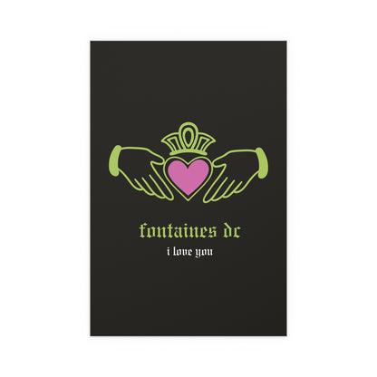 Fontaines DC - I Love You - Irish Claddagh (Black + Green + Pink)