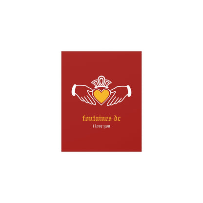 Fontaines DC - I Love You - Irish Claddagh (Red + Yellow) Glow On Prints