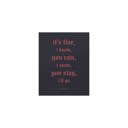 Fontaines DC - Motorcycle Boy poster in red & faded black colourway - Romance inspired indie rock music wall art
