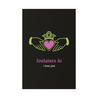 Fontaines DC - I Love You - Irish Claddagh (Black + Green + Pink)