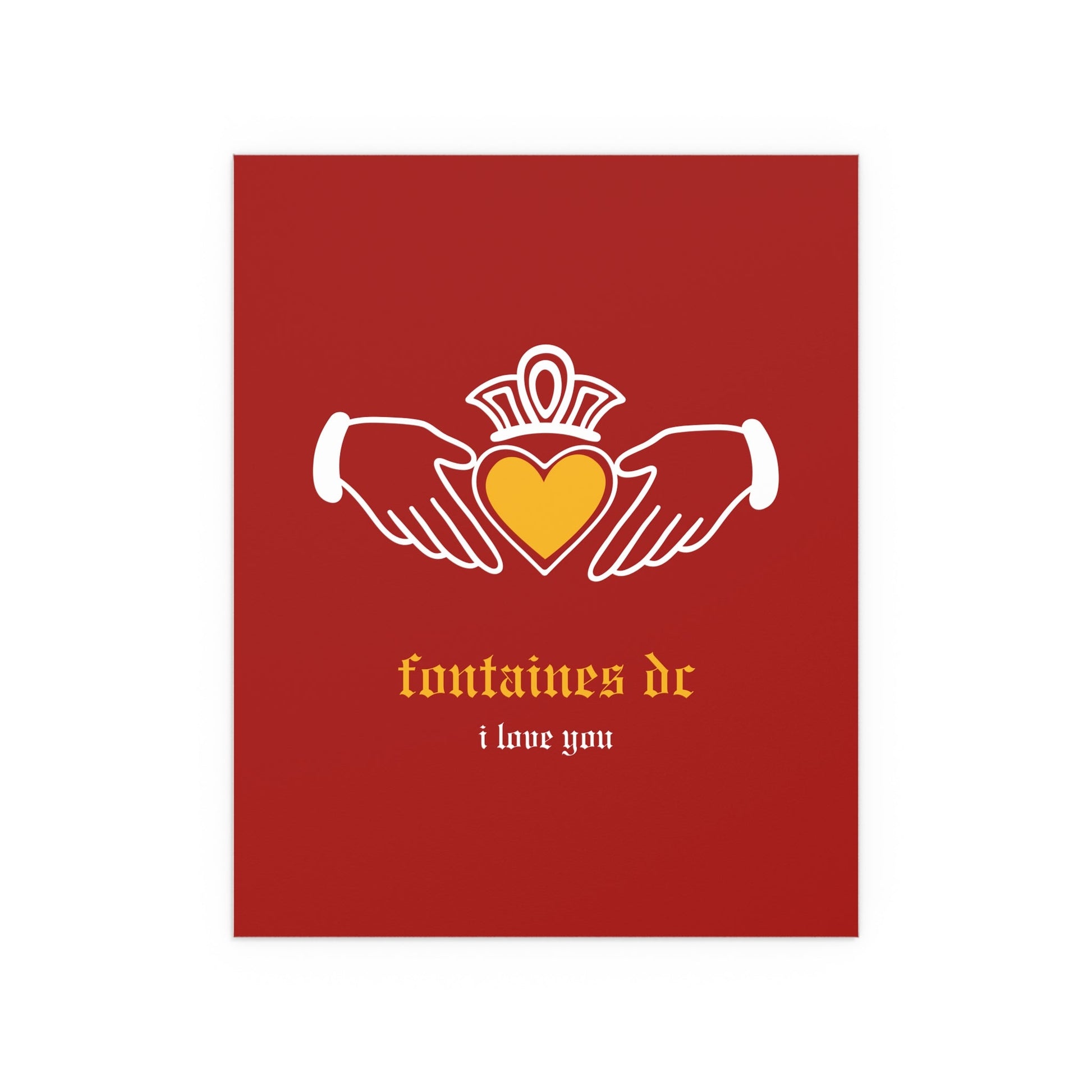 Fontaines DC - I Love You - Irish Claddagh (Red + Yellow) Glow On Prints
