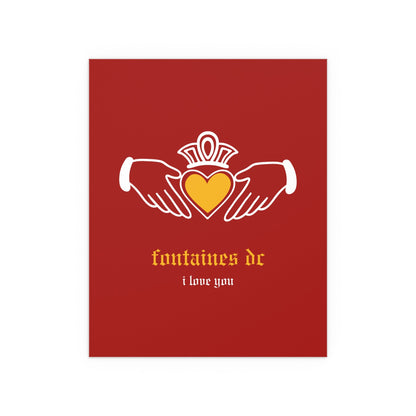 Fontaines DC - I Love You - Irish Claddagh (Red + Yellow) Glow On Prints